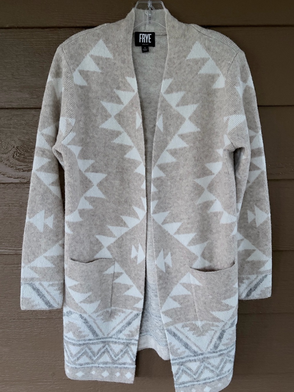 Frye Beige & Cream Aztec Open Oversized Cardigan NWOT -Sz S (Fits like M)